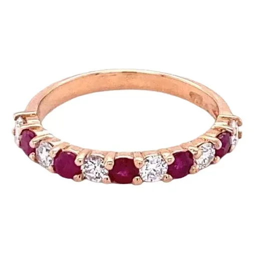 1.06 Carat Diamond Ruby 14 Karat Rose Gold Stackable Band, Size 7