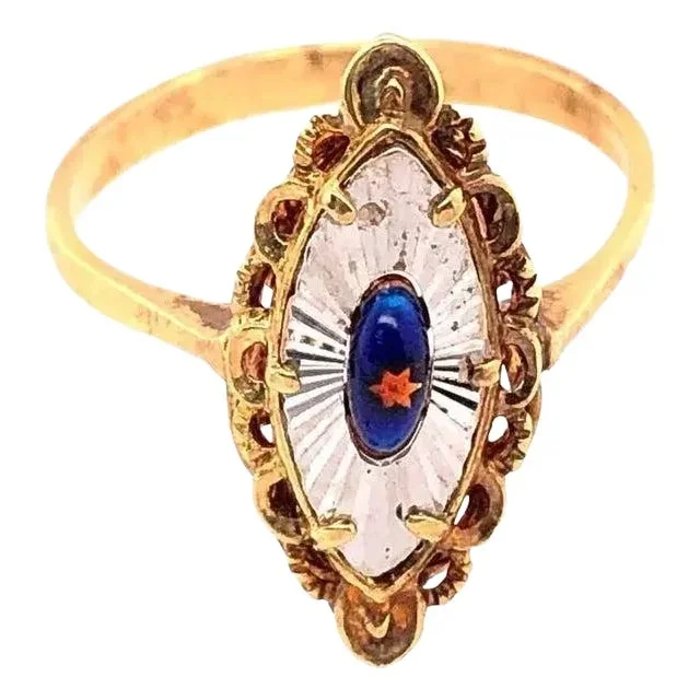 14 Karat Two-Tone Gold Contemporary Ring, Size 7