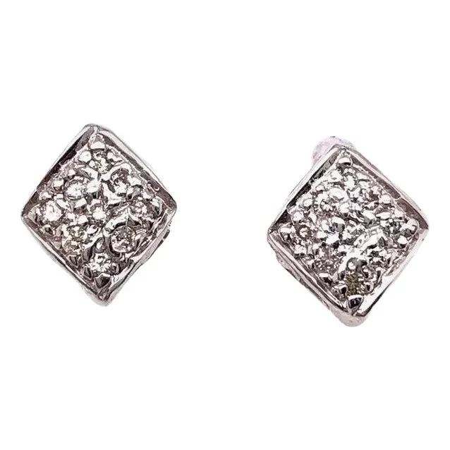 14 Karat White Gold Earrings With Round Diamonds 0.20 TDW, A Pair