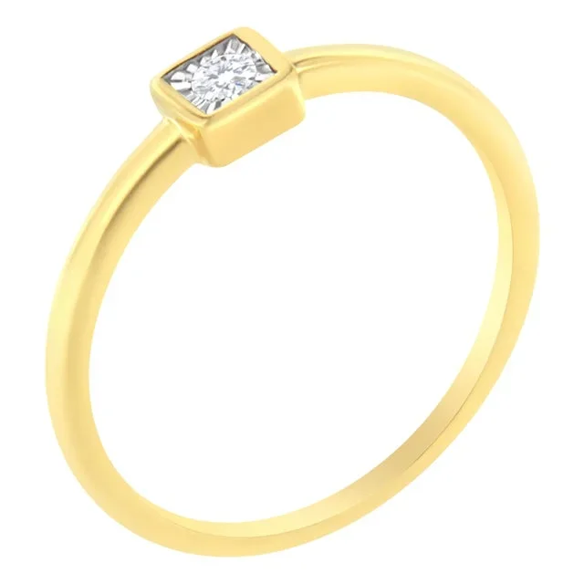 14K Yellow Gold Plated .925 Sterling Silver 1/20 cttw Miracle Set Diamond Promise Ring (J-K Color, I1-I2 Clarity) – Size 7