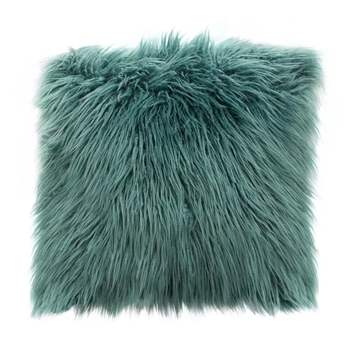 18″ Square Accent Pillow by Diamond Sofa in Teal Dual-Sided Faux Fur