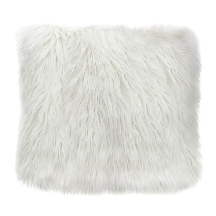 18″ Square Accent Pillow by Diamond Sofa in White Dual-Sided Faux Fur