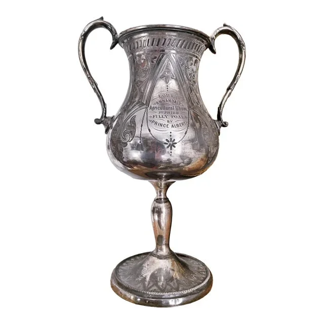 1879 English Silver Plated Trophy for Best Filly Awarded by Prince Albert
