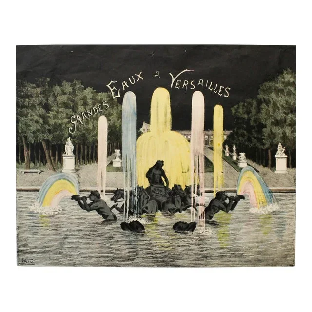 1900’s Original French Lithograph, Grandes Eaux À Versailles – Ludovic