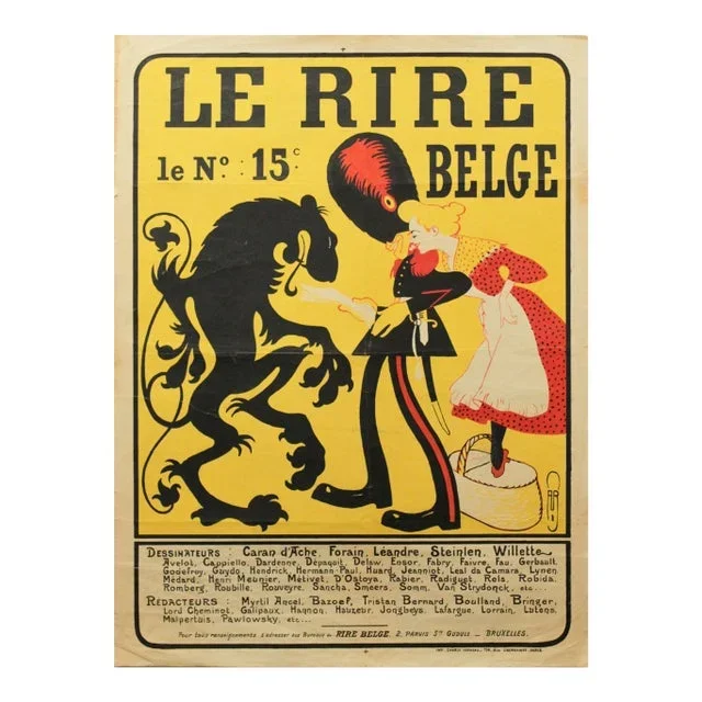 1900 Belgian Literary Poster, Le Rire Belge, Le Numéro 15 – Auguste Roubille (Dragon)