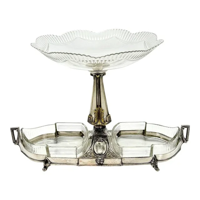 1920s Art Deco Württembergische Metallwarenfabrik Wmf Epergne Center Piece Epergne Silver Plate Gondola Design