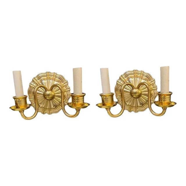1930’s Caldwell Sunburst Bronze Sconces – a Pair