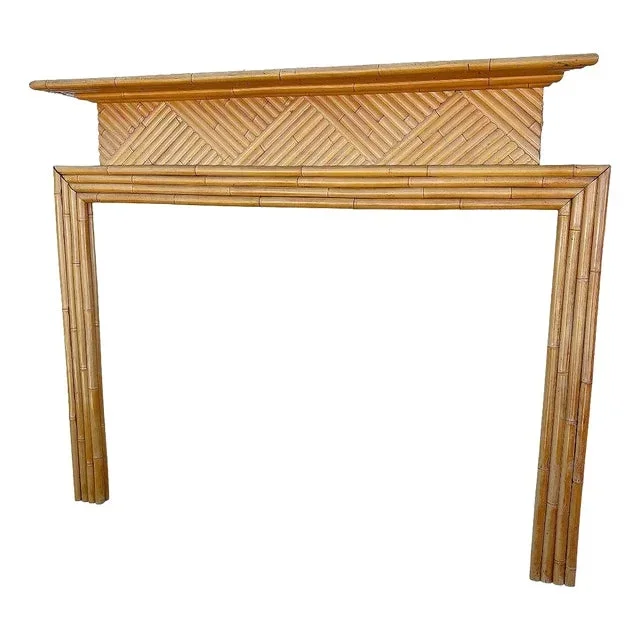 1930s Paul T. Frankl Restored Rattan Fireplace Surround Mantel