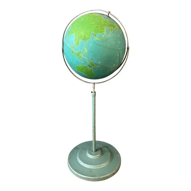 1940s A.j. Nystrom World Globe on Stand