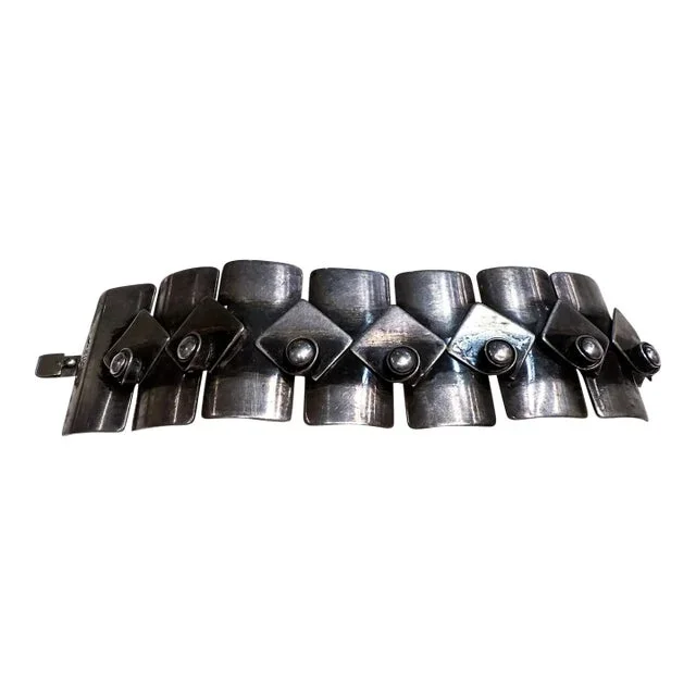 1950s Francisco Frank Rebajes Modernist Silver Bracelet New York City