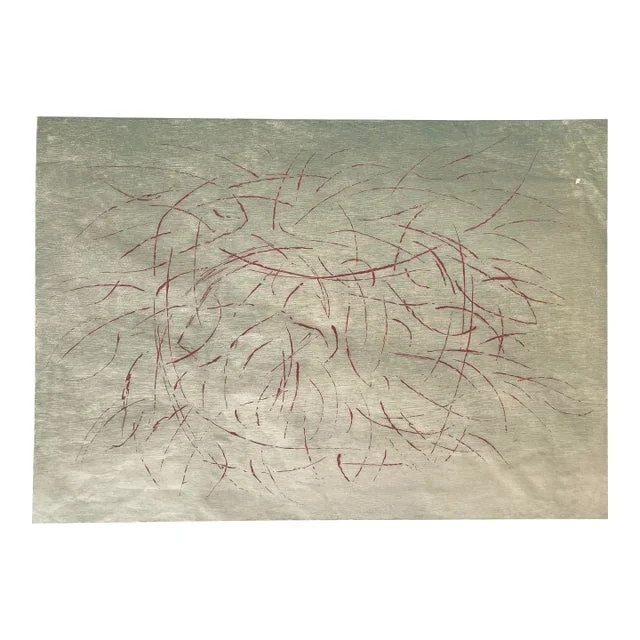1950s Luke Gwilliam Lemon Leaves Abstract Woodblock