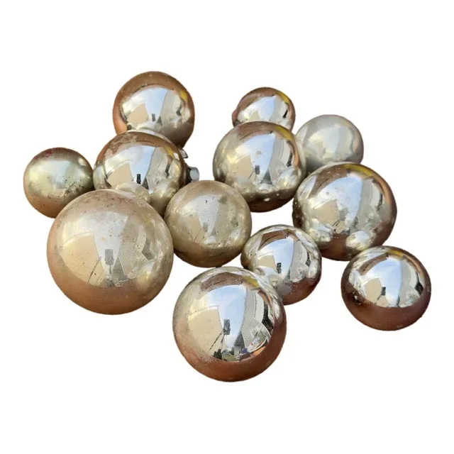 1950s Mercury Glass Silver Christmas Ornaments- Lot of 12