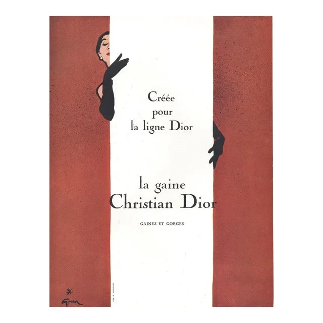 1954 French Christain Dior Lingerie Advertisement Print by Gruau, Matted