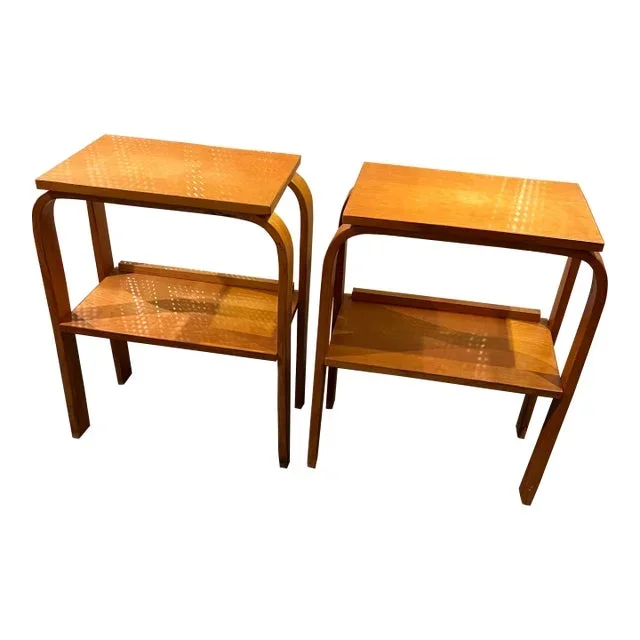 1960s Pair of Solid Wood Heywood Wakefield-Style Side Tables
