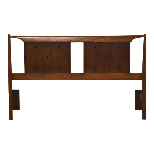 1960s Refinished Broyhill Saga Walnut Queen Headboard