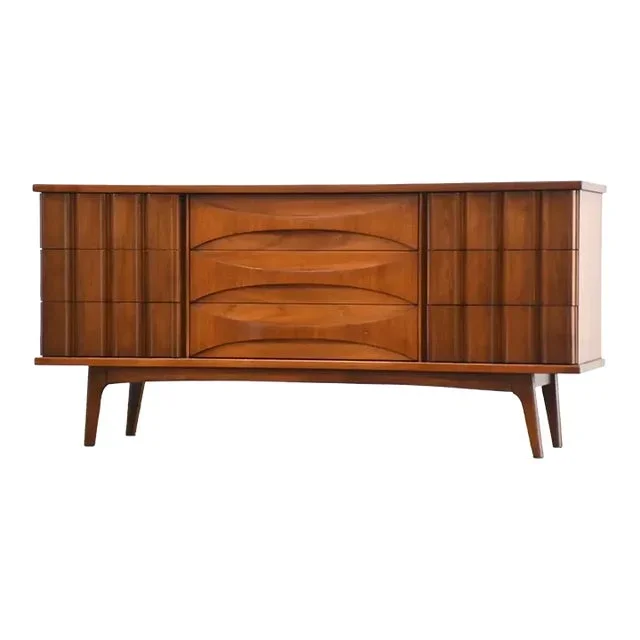 1960s Refinished Walnut Dresser by United Furniture