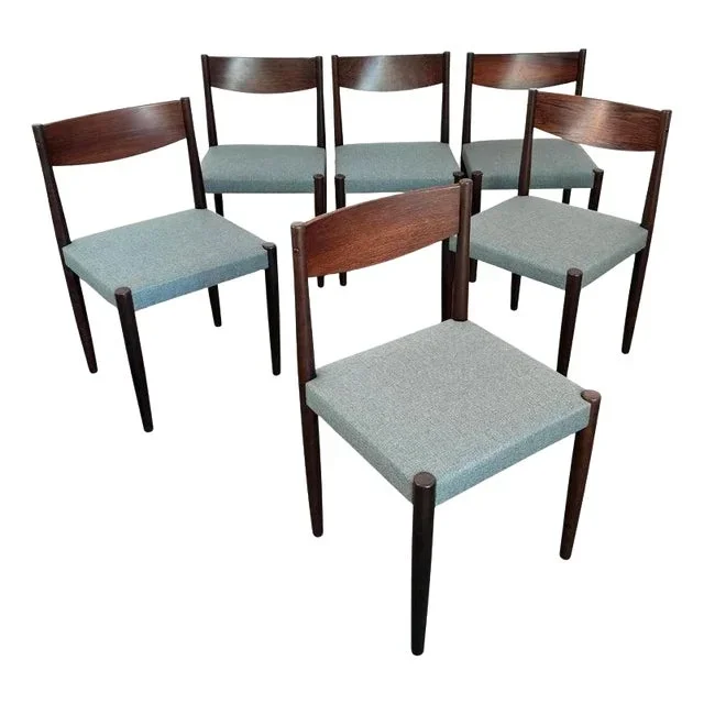 1960s Set of Six Danish Modern Rosewood Dining Chairs by Poul Volther for Frem Rojle