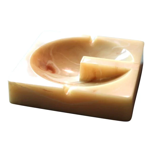 1960s Very Large Synthetic Marble Off-White Ashtray