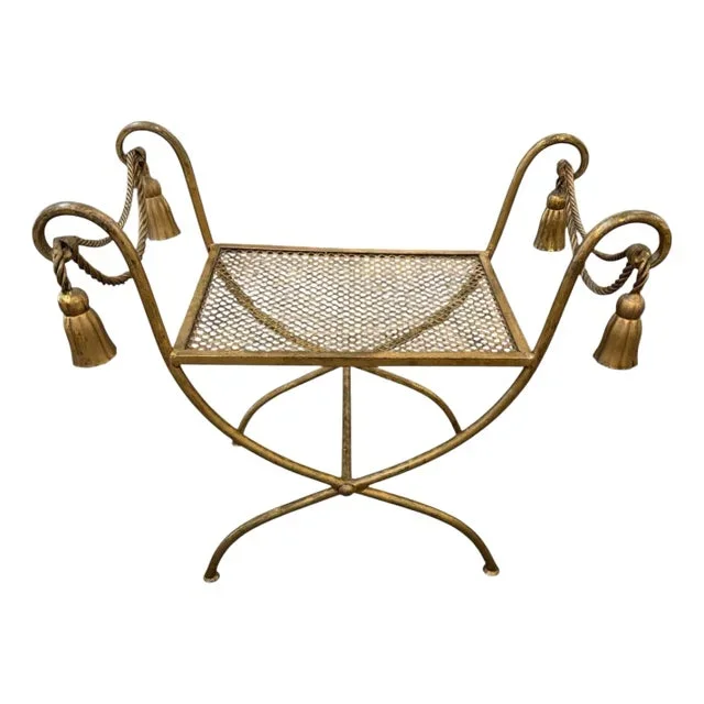 1960s Vintage Iron Rope & Tassel Vanity Stool