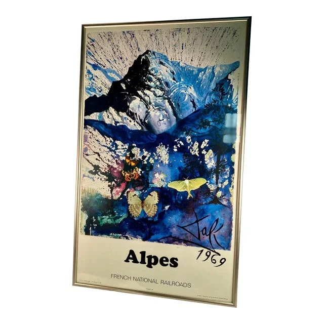 1960s Vintage, Original, Dali Travel Poster for French Railways, Alpes, Framed