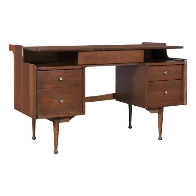 1960s Vintage Walnut “Mainline” Desk by Hooker Furniture