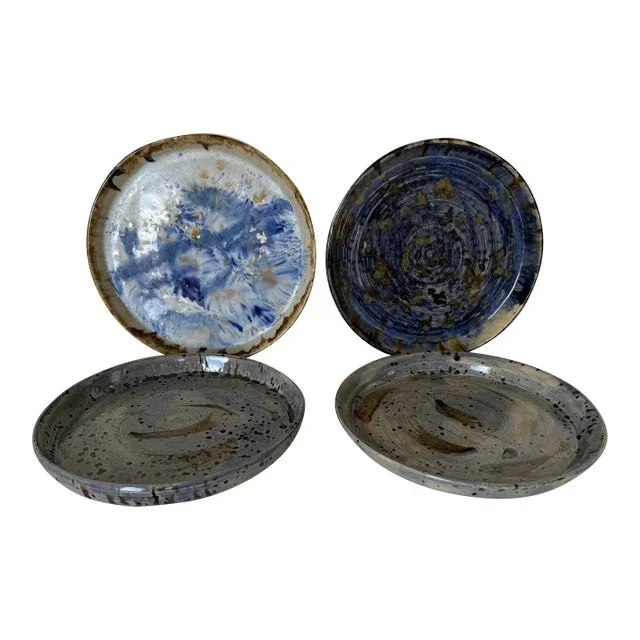 1970’s Set of Four Vintage Art Pottery Plates by Blackwell