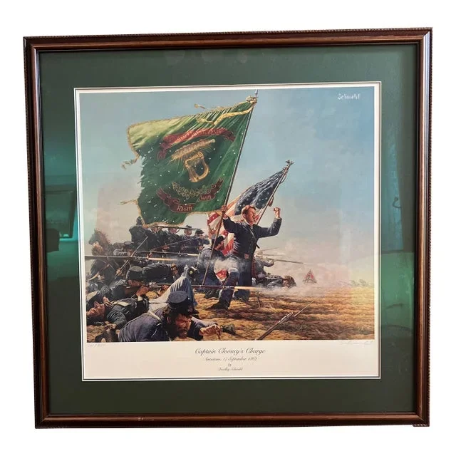 1970 Original Print Signed Numbered Framed by American Artist Bradley Schmeht Titled Captain Clooney’s Charge