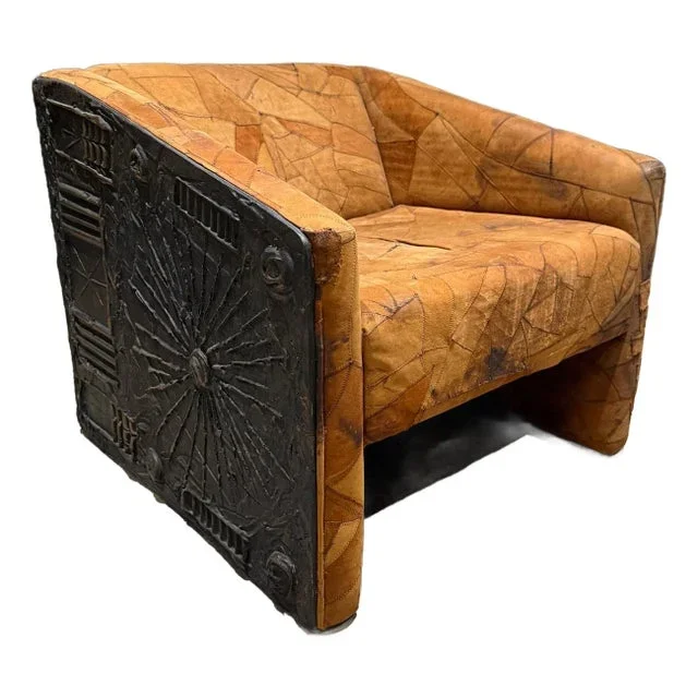 1970s Adrian Pearsall Craft Associates Brutalist Armchair Leather Patchwork