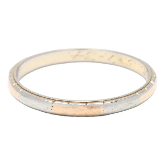 1970s Antique 18k Yellow and White Gold Band Ring, Ring Size 6, Stackable