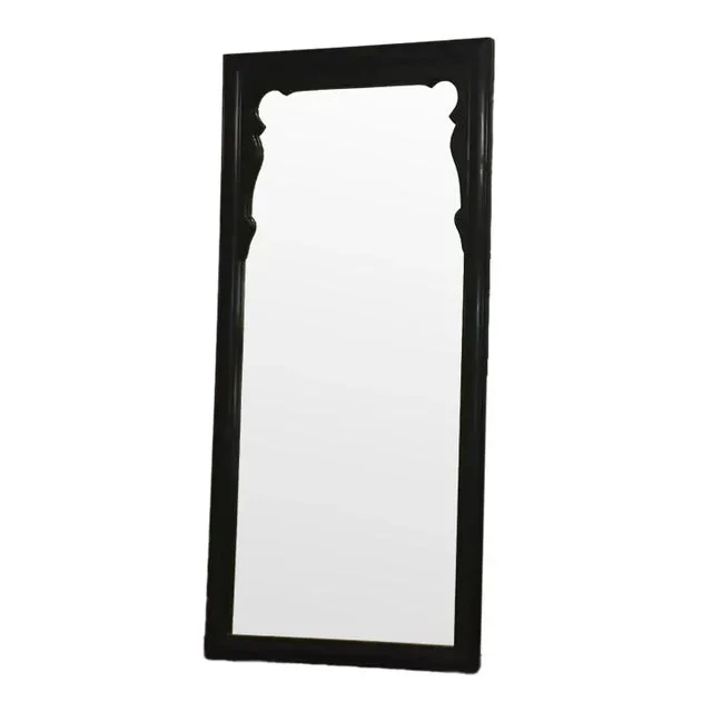 1970s Century Furniture Black Lacquer Mirror