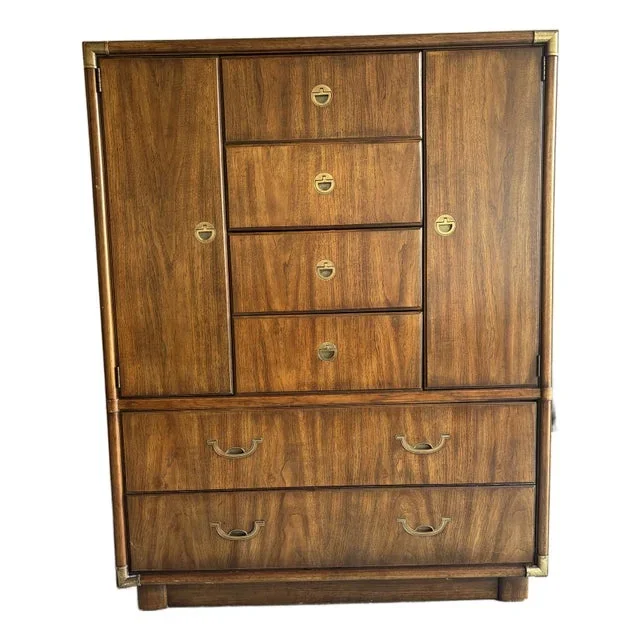 1970s Drexel Accolade Campaign Highboy Dresser