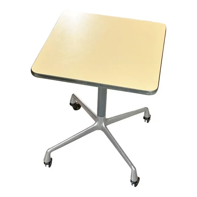1970s Eames for Herman Miller Aluminum Group Rolling Side Table Vintage Mid Century