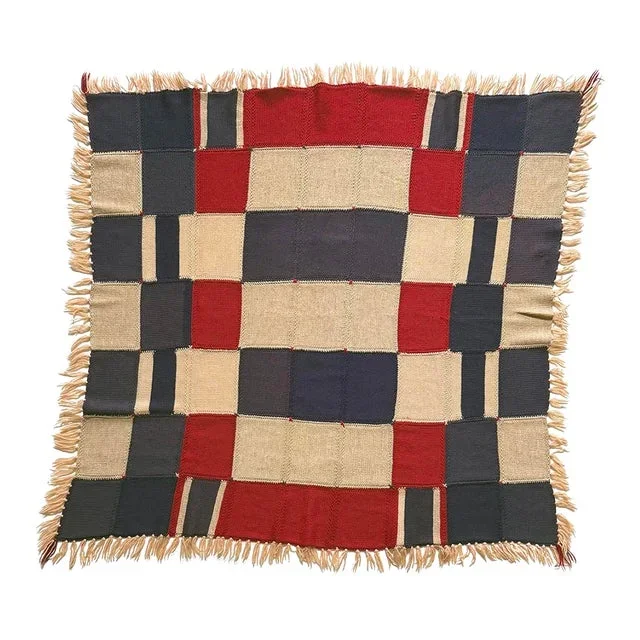1970s Hand Knit Americana Throw Blanket