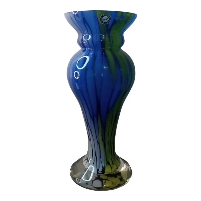1970s Justyna Mouth Blown Pedestal Vase, Made in Poland