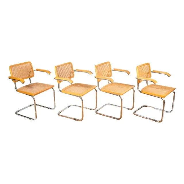 1970s Vintage Marcel Breuer Attributed Cesca Armchairs – Set of 4
