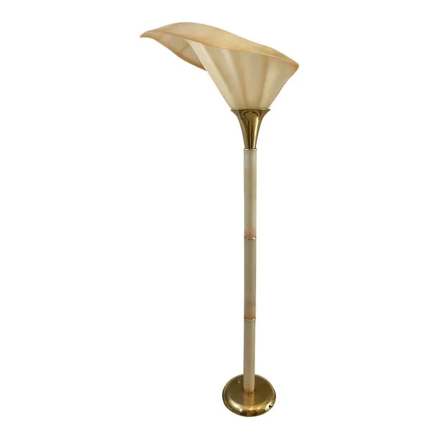 1980s Acrylic Calla Lily Torchiere Floor Lamp in Manner of Rougier
