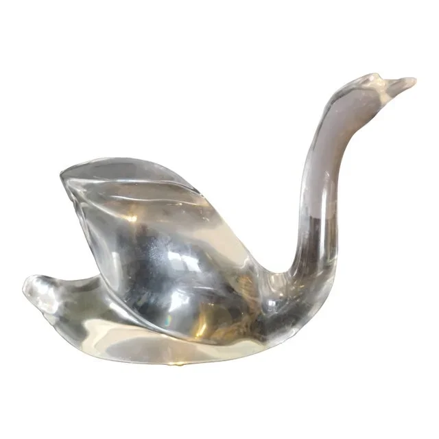 1980s Baccarat Crystal Swan Figurine