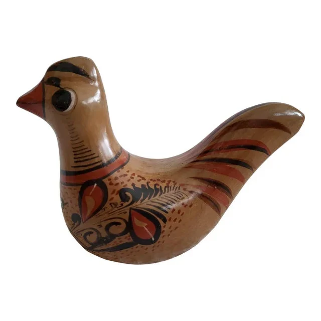 1980s Hand Painted Boho Mexican Pottery Bird