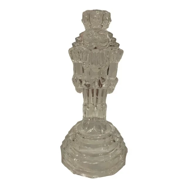 1980s Princess House Crystal Nutcracker Candlestick Holder