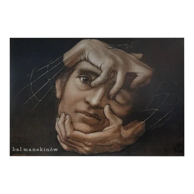 1986 Theatre Polish Poster – Bal Manekinòw (The Mannequins’ Ball) by Bruno Jasiensk – Gorowski (Horizontal)