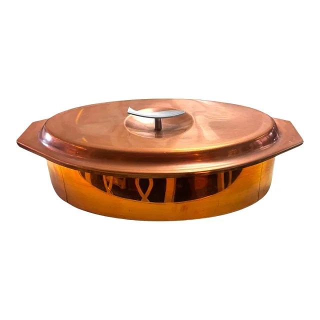 1990s Culindox Copper Serving Dish With Lid