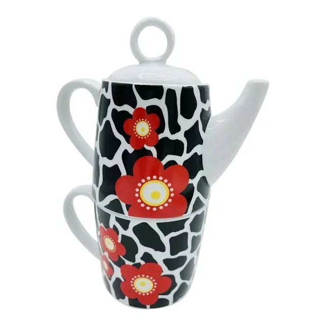 1990s Tea for One Ceramic Teapot & Cup