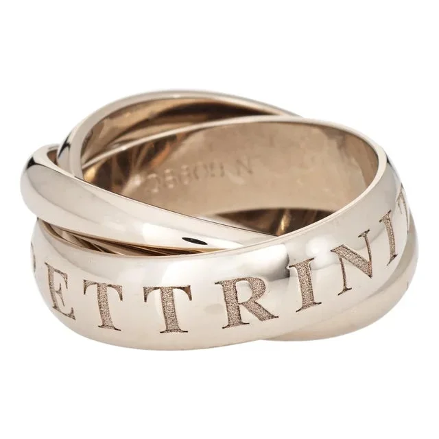 1990s Vintage Cartier Amour Et Trinity Ring C1998 Size 50 5 1/4 18k White Gold Jewelry