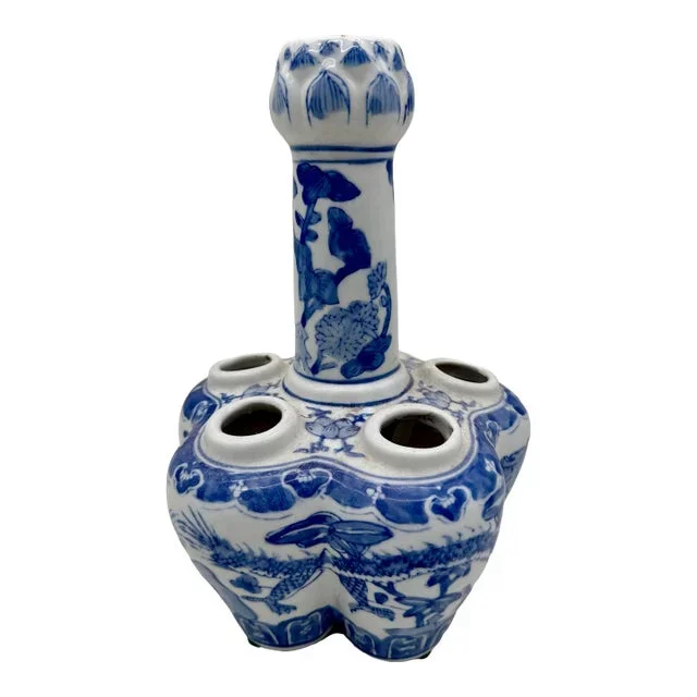 19th Century Chinese Blue and White Porcelain Tulipiere Vase