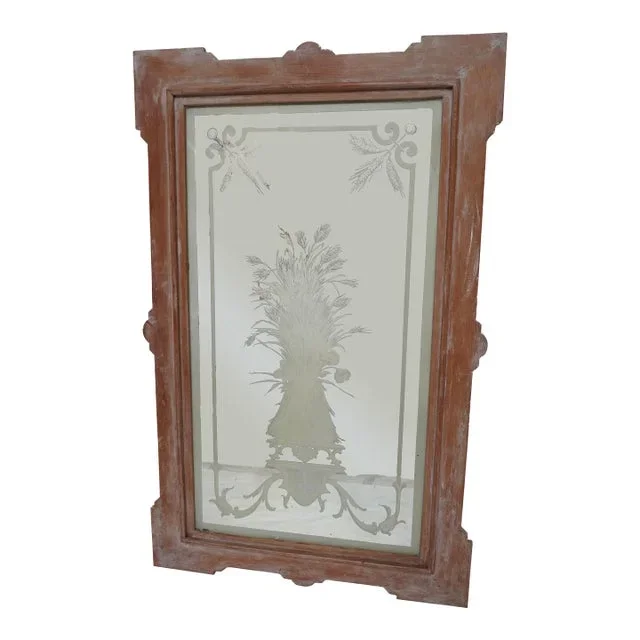 19th Century French Etched Glass Mirror