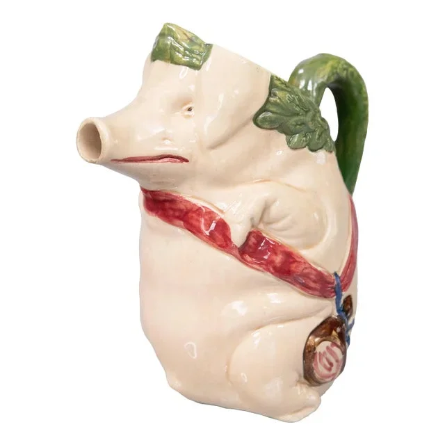 19th Century French Orchies Majolica Pig Pitcher