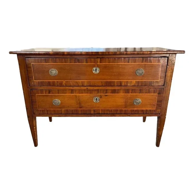 19th Century Italian Neoclassical Walnut Commode With Walnut Cross-Banded Veneer