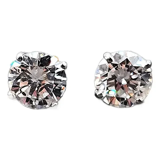 2.10 Ct Diamond Stud Earrings, A Pair