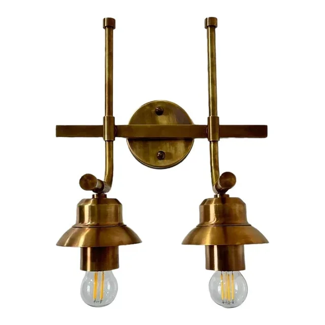 2 Light Handmade Pure Raw Brass Wall Sconce