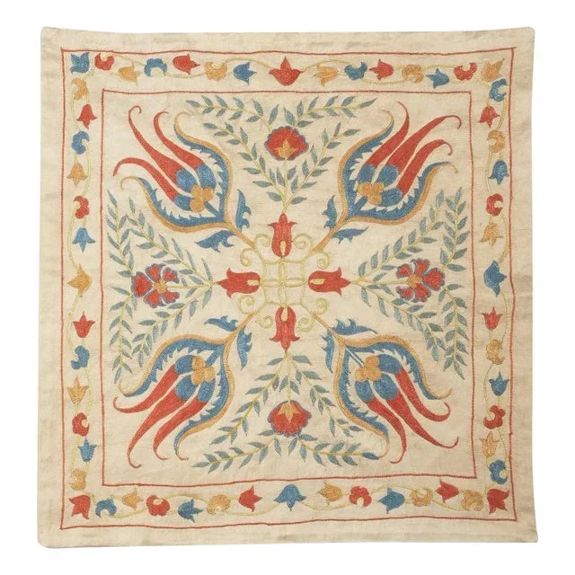 20″x20″ 100% Silk Cushion Cover. Modern Lace Pillow. Embroidered Toss Pillow